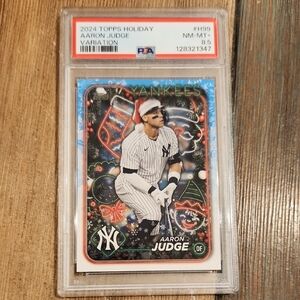 Topps Holiday Aaron Judge Card with Red and Green Accents